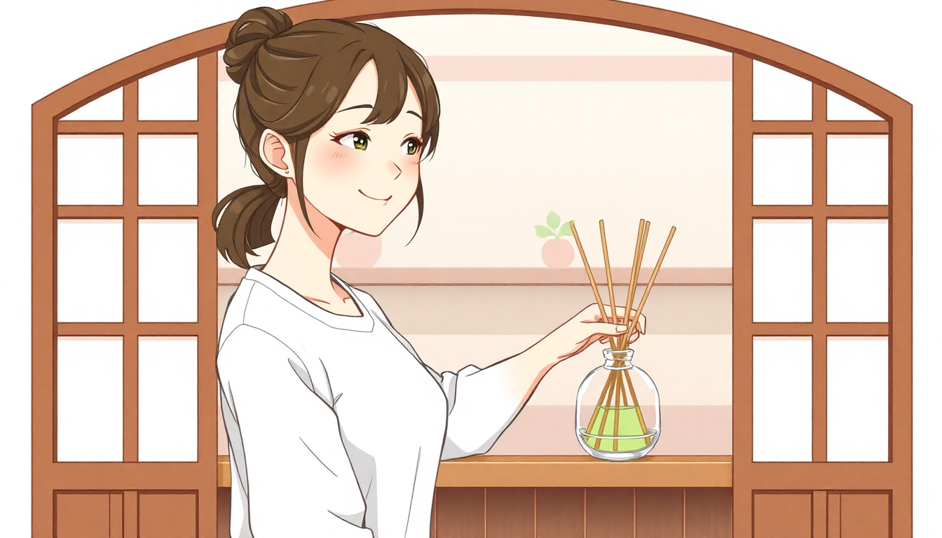 ディフューザーを置くイラスト